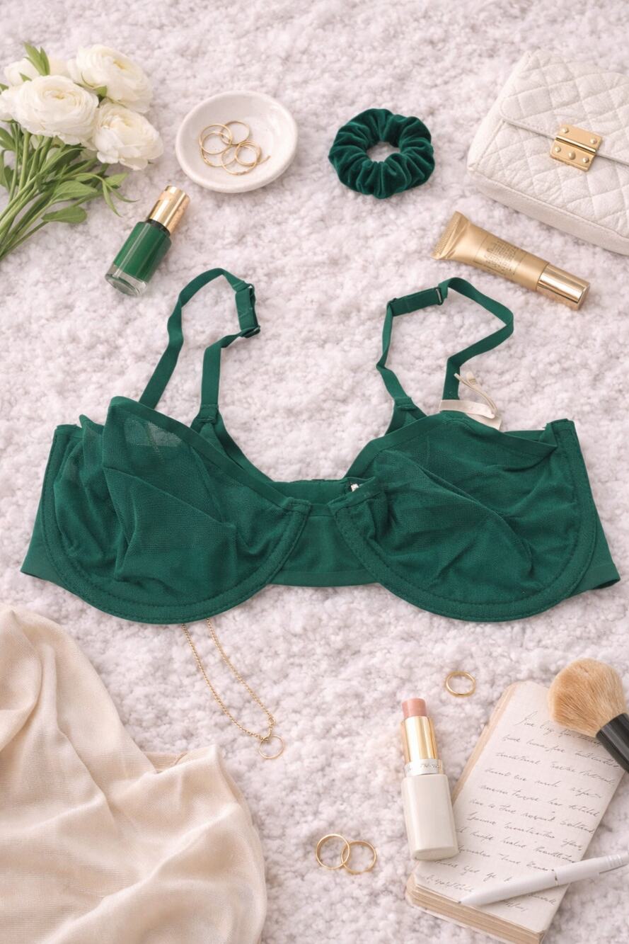NWT Aerie Women's Smoothez Mesh Unlined Balconette Underwire Green Size 32D